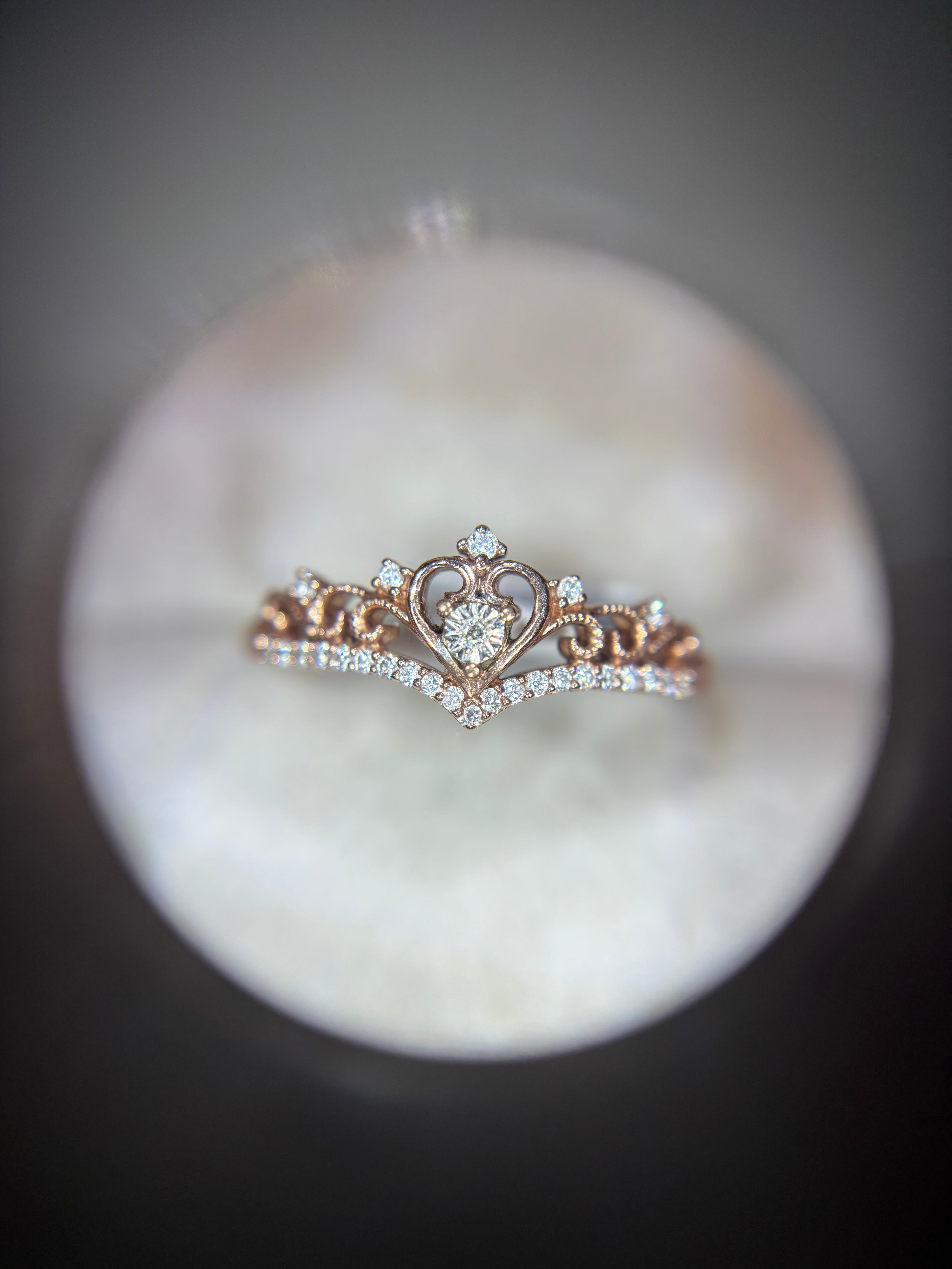 10k Rose Gold Diamond Crown Ring Size 9