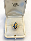 18k Gold Sapphire & Diamond Cluster Ring