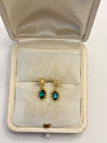 14k Gold Green dangle earrings