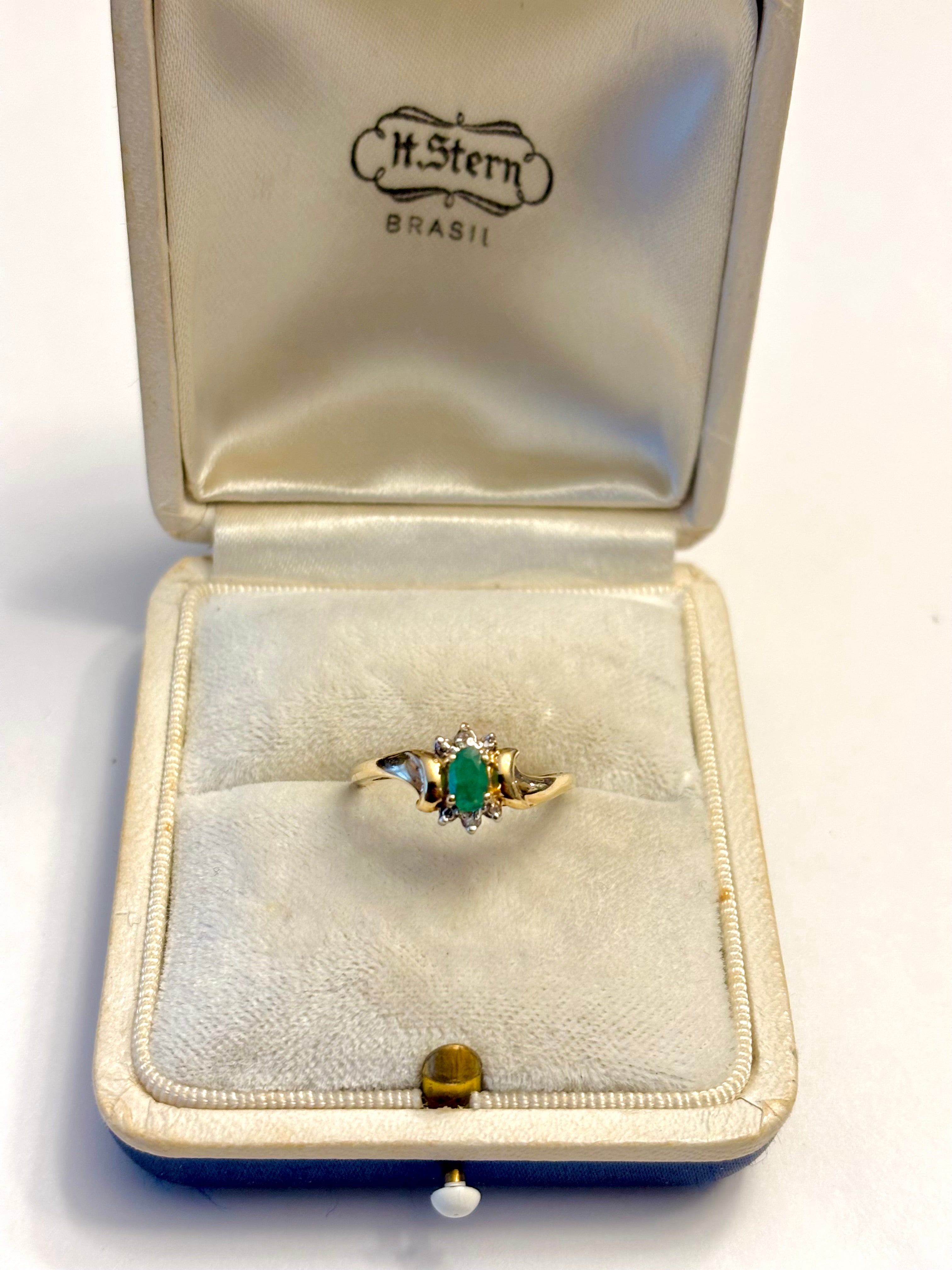10k Gold Emerald & Diamond Ring