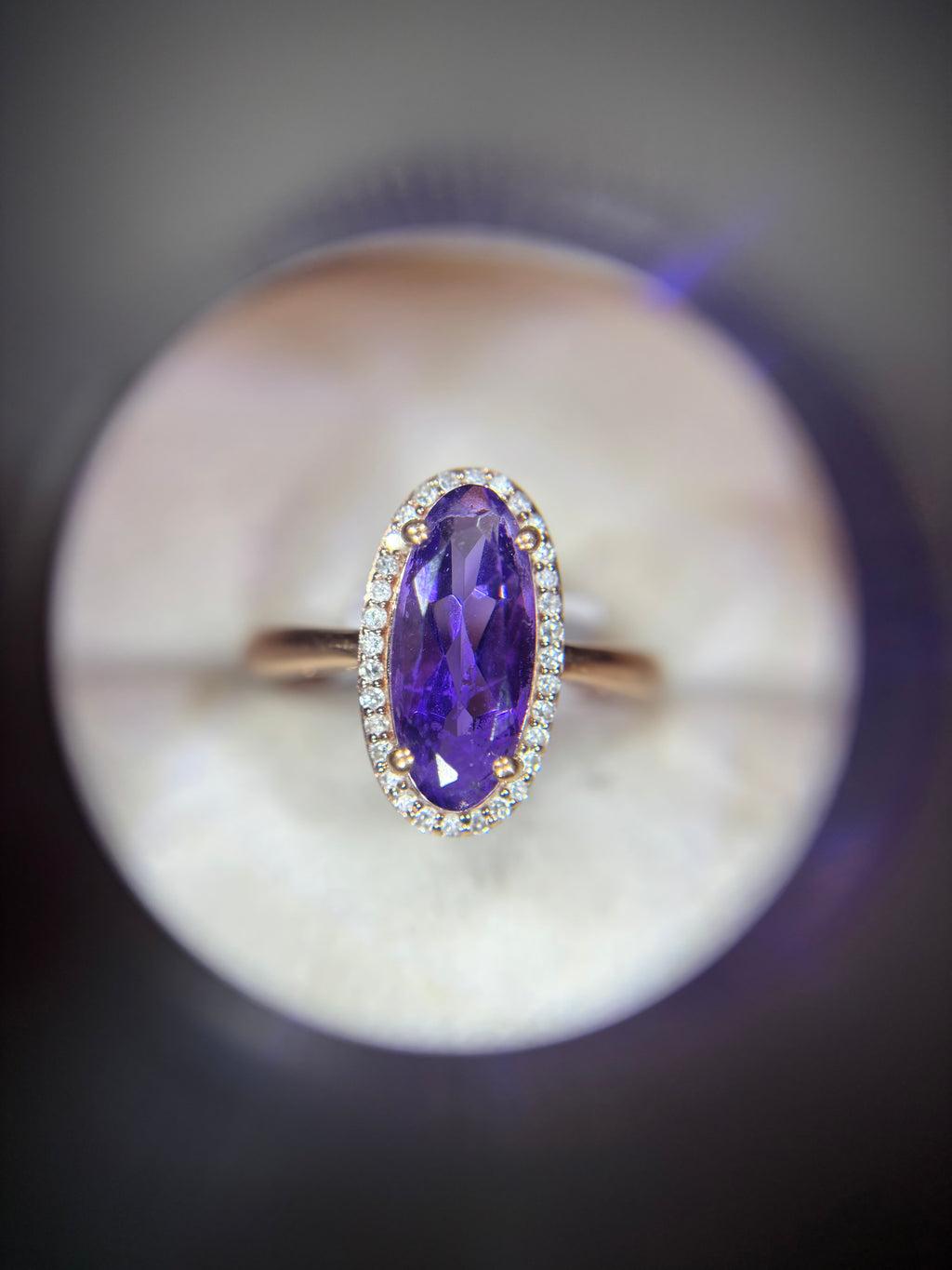 10k Rose Gold Amethyst & Diamond Ring