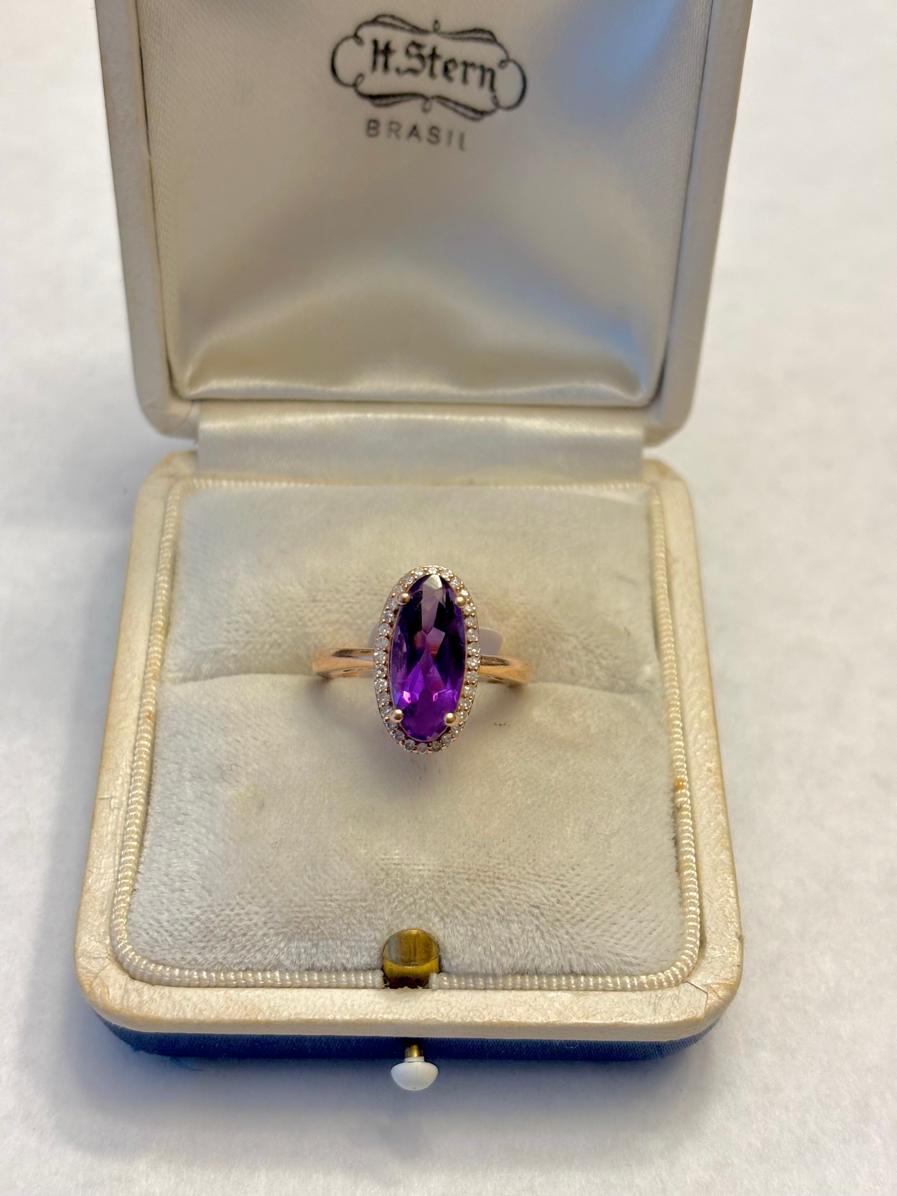 10k Rose Gold Amethyst & Diamond Ring